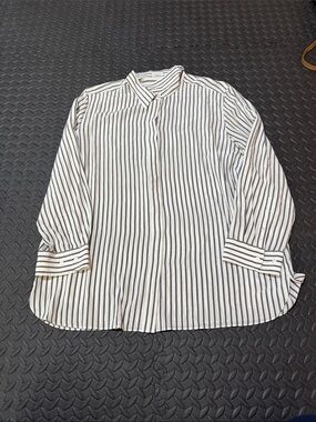 Babaton Aritzia White Button-Down Shirt with Black Vertical Stripes XL
